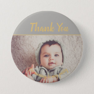 Add Your Own Photo Birthday Thank You 7.5 Cm Round Badge
