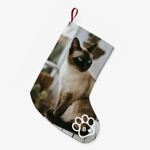 Add Your Own Photo Cat Pets Monogram Small Christmas Stocking