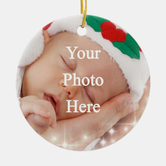 Add your own photo ceramic tree decoration (Front)