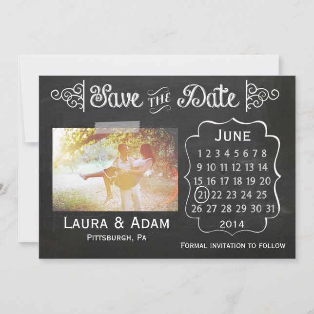 Add Your Own Photo Chalkboard Save the Date (Front)