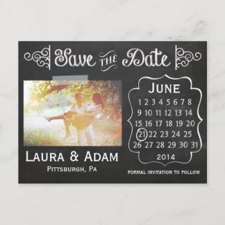 Add Your Own Photo Chalkboard Save the Date Announcement Postcard