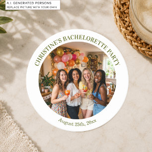 Add Your Own Photo Chic Bachelorette Party  Round Paper Coaster