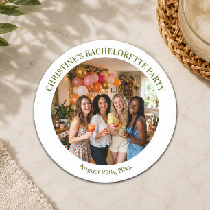 Add Your Own Photo Chic Bachelorette Party Round Paper Coaster