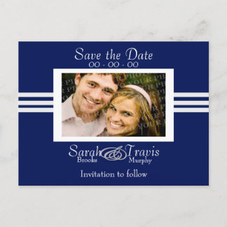 Add your own photo - Dark Blue Announcement Postcard