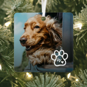 Add Your Own Photo Dog Pets Monogram Metal Tree Decoration