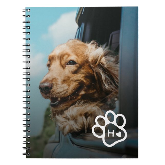 Add Your Own Photo Dog Pets Monogram Notebook (Front)