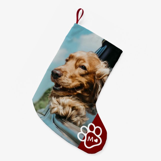 Add Your Own Photo Dog Pets Monogram Small Christmas Stocking (Front (Hanging))