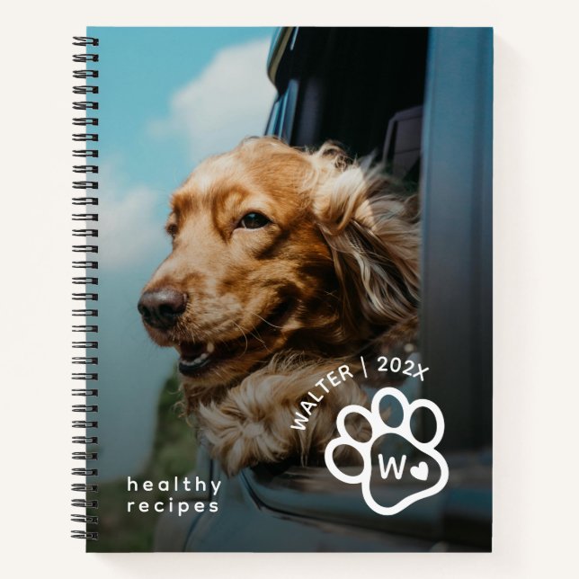 Add Your Own Photo Dog Recipes Pets Monogram Notebook (Front)