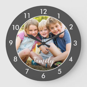 Add Your Own Photo Grey Large Clock