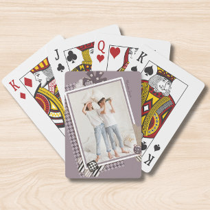 Add Your Own Photo Modern Girly Personalised Name Playing Cards