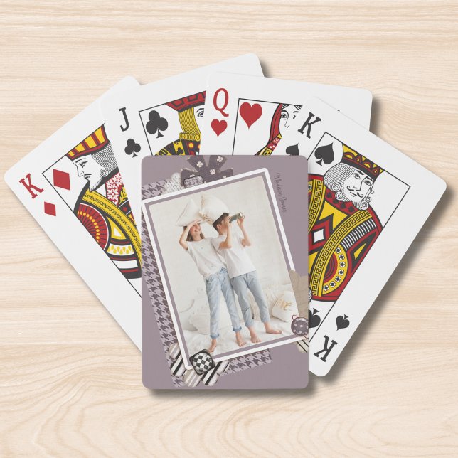 Add Your Own Photo Modern Girly Personalised Name Playing Cards (Creator Uploaded)
