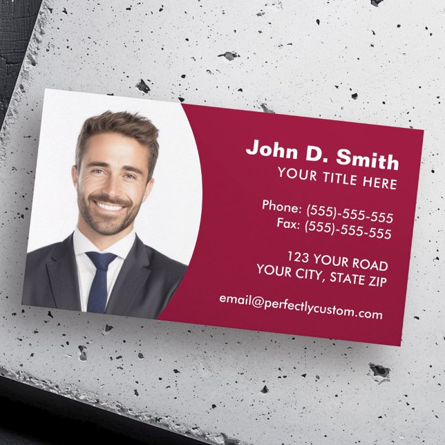 Add your own photo modern professional burgundy business card (Add your own photo modern professional burgundy business card)