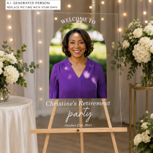 Add Your Own Photo Retirement Party Welcome Acrylic Sign