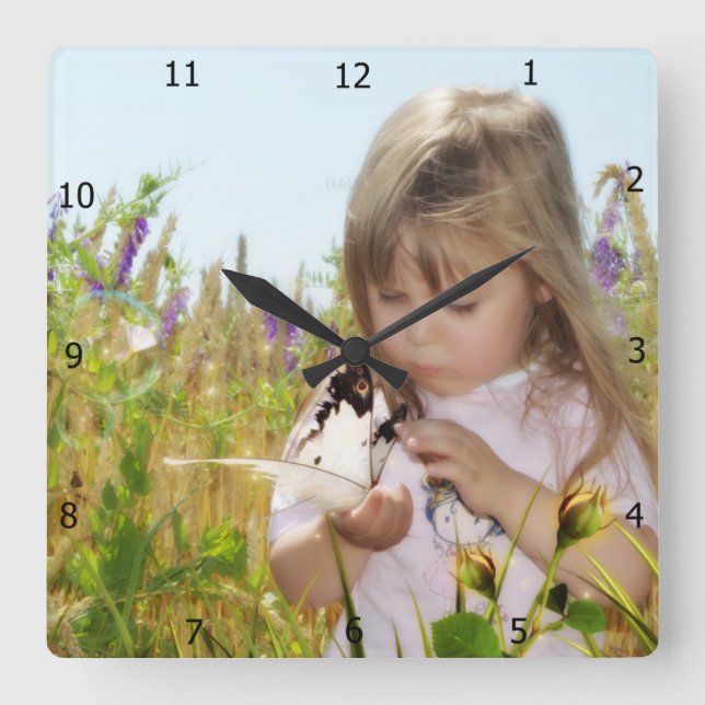 ADD YOUR OWN PHOTO SQUARE WALL CLOCK (Front)