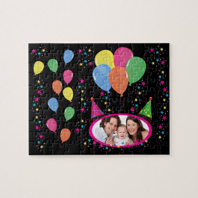Add Your Own Photo to Party Hats and Balloons Jigsaw Puzzle (Horizontal)
