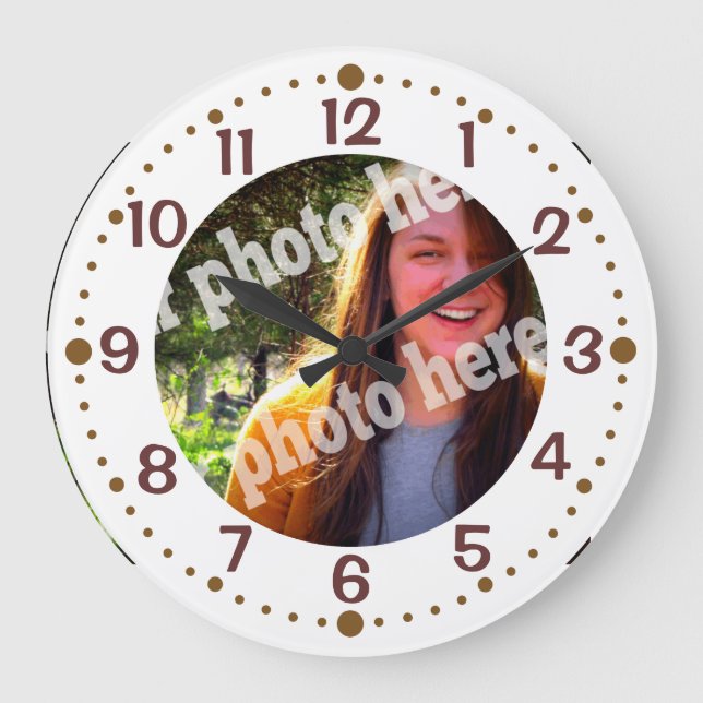 Add Your Own Photo White Clock w/ Minutes Template (Front)
