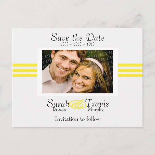 Add your own photo - Yellow Announcement Postcard (Front)