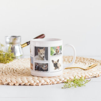 Add your own photos, 8 photo collage template coffee mug