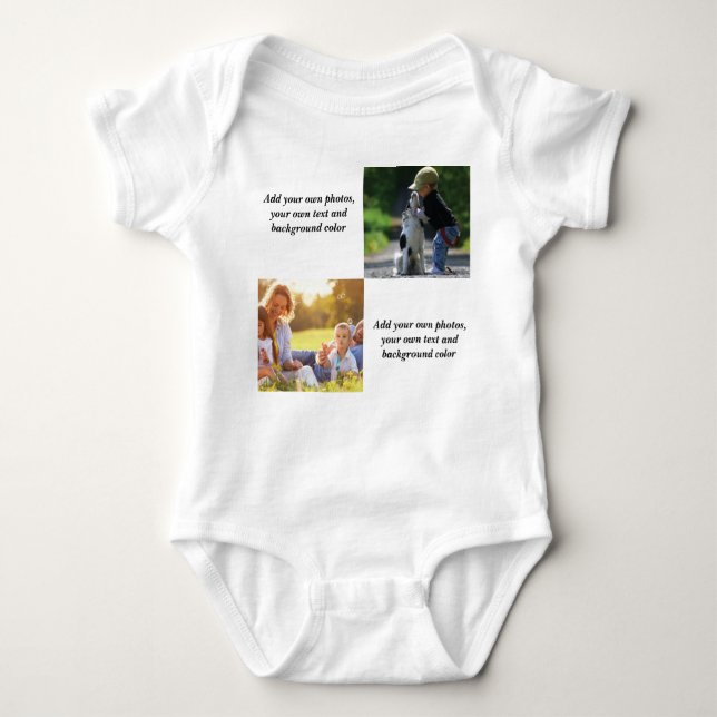 Add your own photos, text and  background throw pi baby bodysuit (Front)