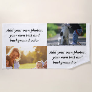 Add your own photos, text and  background throw pi beach towel
