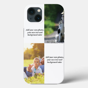 Add your own photos, text and background throw pi iPhone 13 case