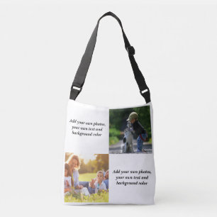 Add your own photos, text and background throw pi crossbody bag