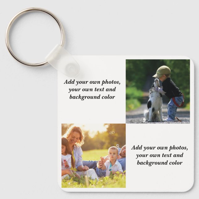 Add your own photos, text and  background throw pi key ring (Front)