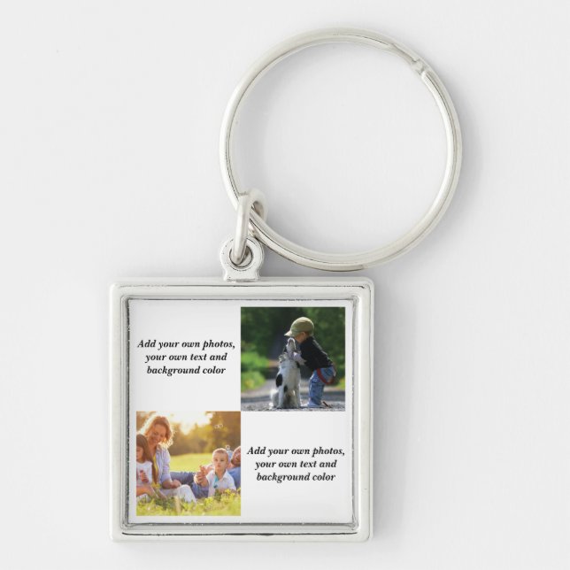 Add your own photos, text and  background throw pi key ring (Front)