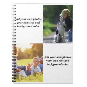Add your own photos, text and  background throw pi notebook