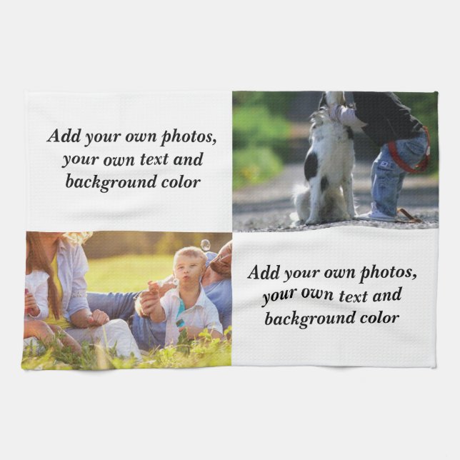 Add your own photos, text and  background throw pi tea towel (Horizontal)
