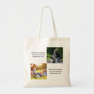 Add your own photos, text and background throw pi tote bag