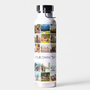Add Your Own Picture Personalised 35 Photo Collage Water Bottle