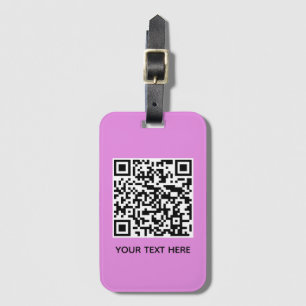 Add your own QR Code text Scan Minimal Pink Luggage Tag