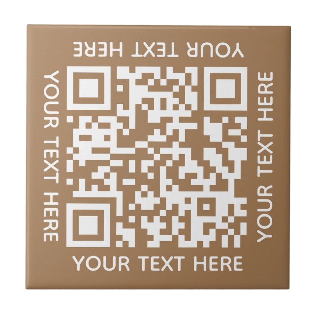 Add your own QR Code text Scan Minimal Simple Ceramic Tile (Front)