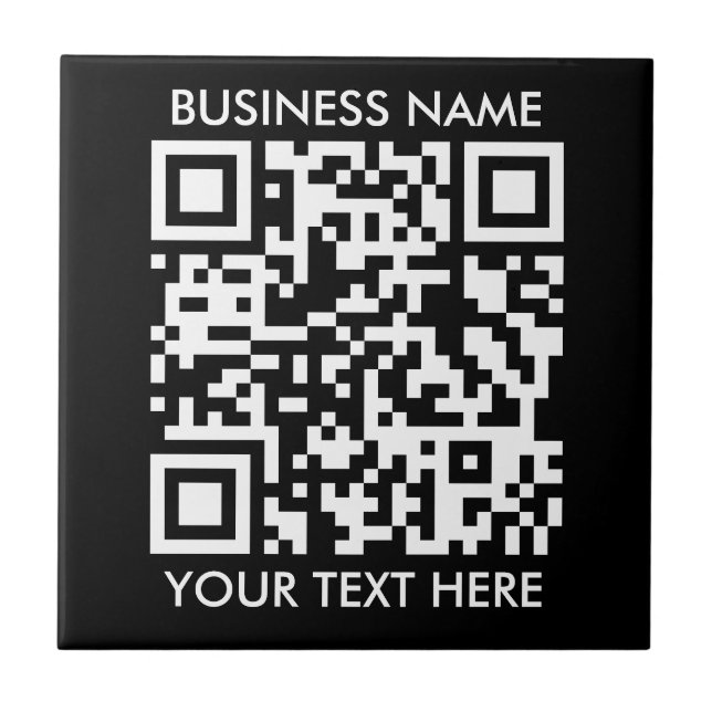 Add your own QR Code text Scan Minimal Simple Ceramic Tile (Front)