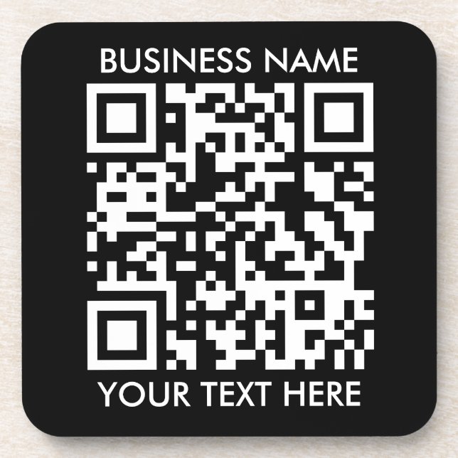 Add your own QR Code text Scan Minimal Simple Coaster (Front)