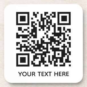 Add your own QR Code text Scan Minimal Simple  Coaster