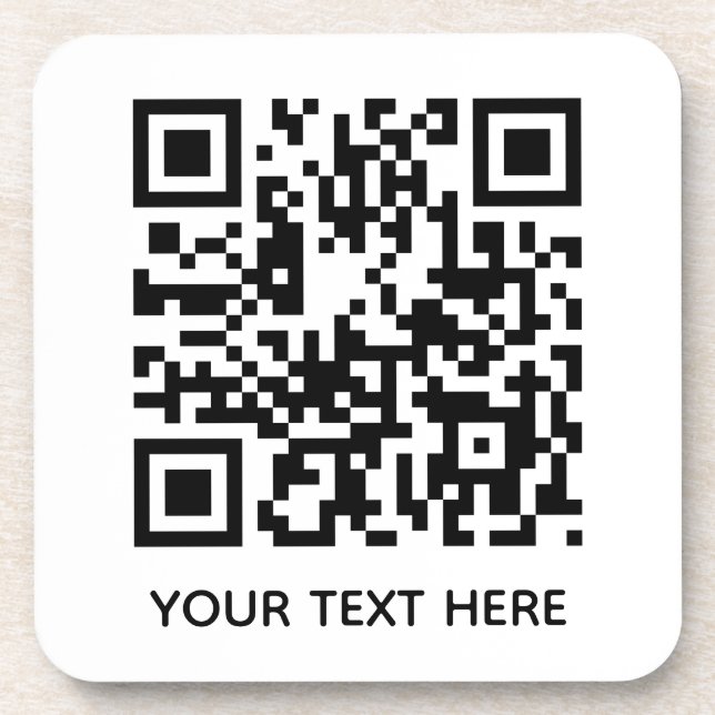 Add your own QR Code text Scan Minimal Simple  Coaster (Front)