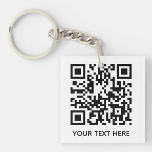 Add your own QR Code text Scan Minimal Simple  Key Ring