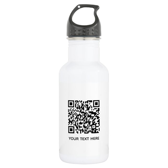 Add your own QR Code text Scan Minimal Simple lost 532 Ml Water Bottle (Front)