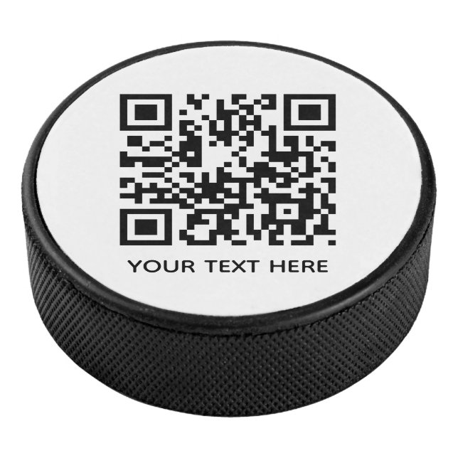 Add your own QR Code text Scan Minimal Simple lost Hockey Puck (3/4)