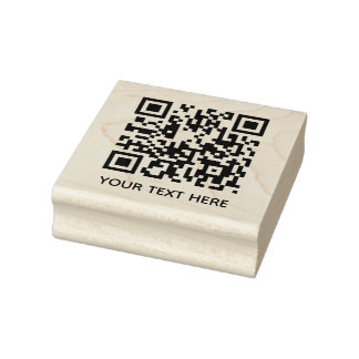 Add your own QR Code text Scan Minimal Simple Rubber Stamp