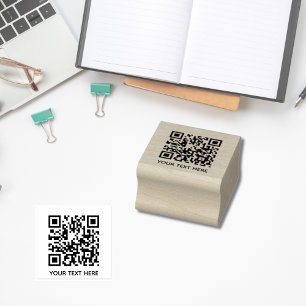 Add your own QR Code text Scan Minimal Simple Rubber Stamp