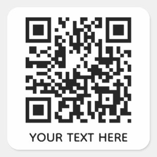 Add your own QR Code text Scan Minimal Simple Square Sticker