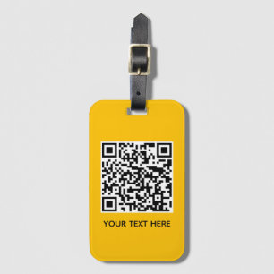 Add your own QR Code text Scan Minimal Yellow Luggage Tag