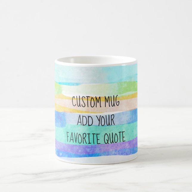 add your own quote custom watercolor stripes coffee mug (Center)