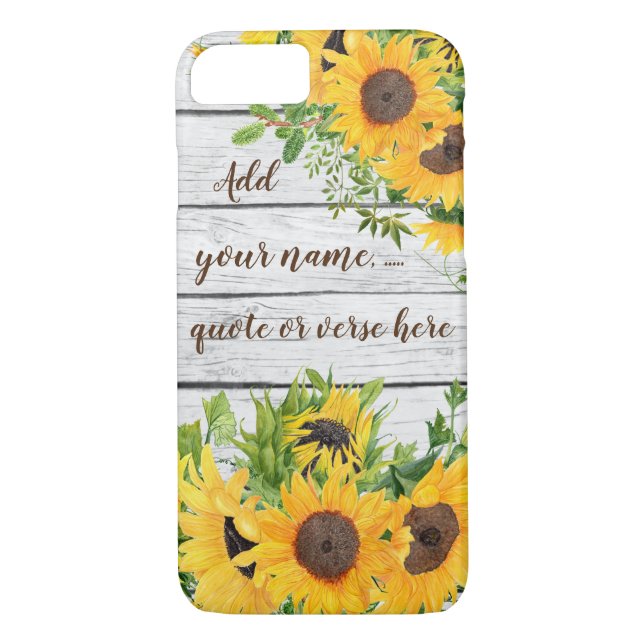 Add Your Own Quote, Name, Verse Rustic Sunflowers Case-Mate iPhone Case (Back)