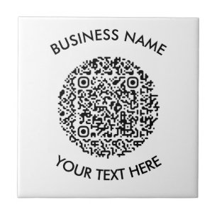 Add your own round QR Code Scan Minimal Simple Ceramic Tile
