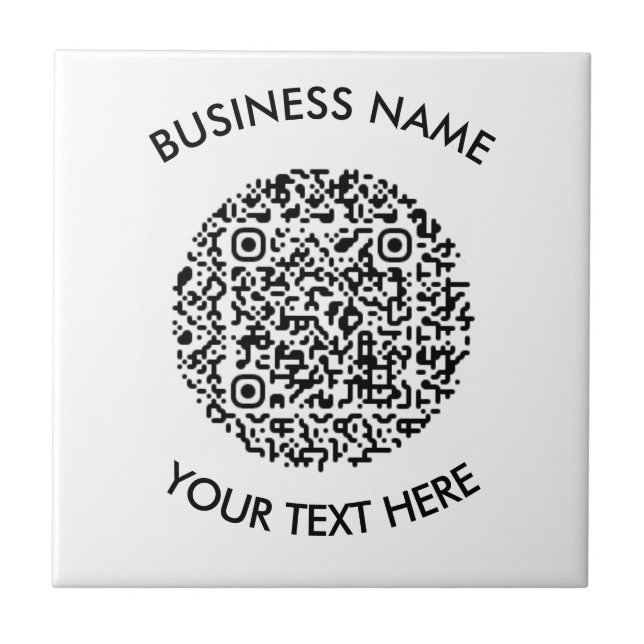 Add your own round QR Code Scan Minimal Simple Ceramic Tile (Front)