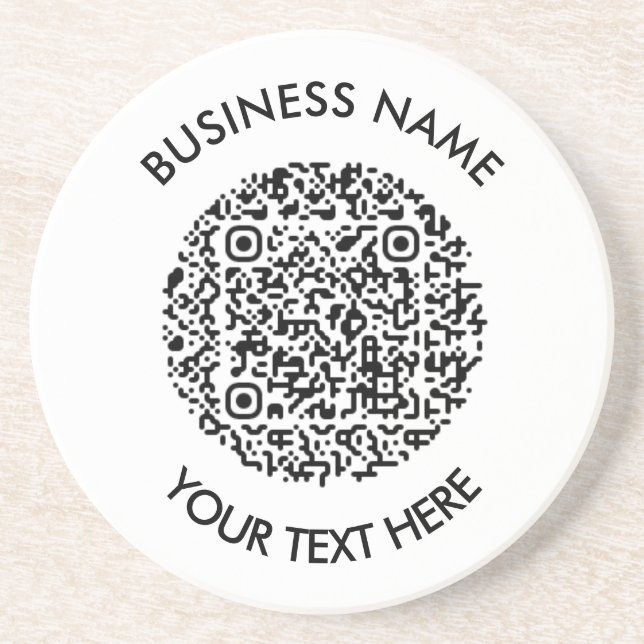 Add your own round QR Code Scan Minimal Simple Coaster (Front)